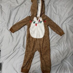 Carter's Tan Reindeer Hooded Onesie
